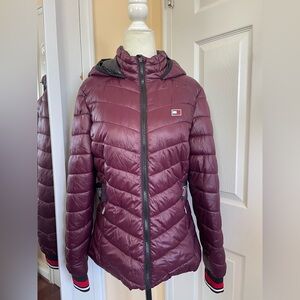 Tommy Hilfiger Women's Deep Red Puffer Coat
